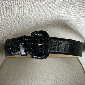 Nordstrom Black Crocodile Pattern Leather Belt Size L/32